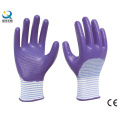 13G poliéster Zebra-Stripe, Natrile medio guante recubierto de trabajo Guantes de trabajo de seguridad de seguridad (N6042)